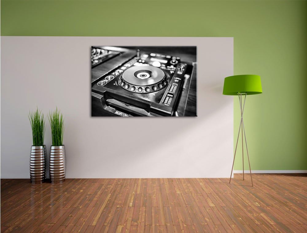 Pixxprint Grün beleuchteter DJ Pult / 100x70cm Leinwandbild bespannt auf Holzrahmen/Wandbild Kunstdr