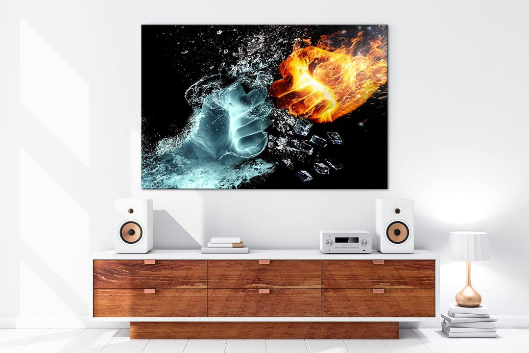 deyoli Feuer und Wasser prallen zusammen Format: 60x40 cm als Leinwandbild, Motiv fertig gerahmt auf