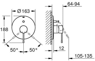 GROHE Essence - Einhand-Wannenarmatur (automatische Umstellung, langlebige Oberfläche, verdeckte Bef