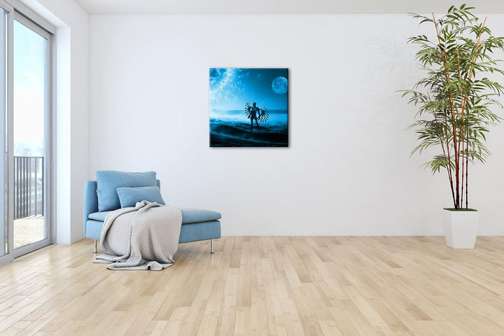 deyoli fantasievolle Science-Fiction Welt Format: 60x60 Effekt: Monocrome Blau als Leinwand, Motiv f