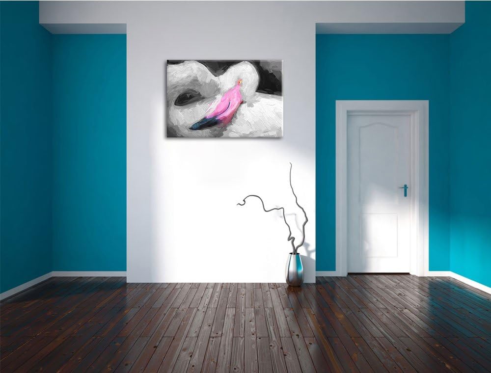 anmutiger Flamingo schwarz/weiss Deluxe Format: 100x70 cm auf Leinwand, XXL riesige Bilder fertig ge