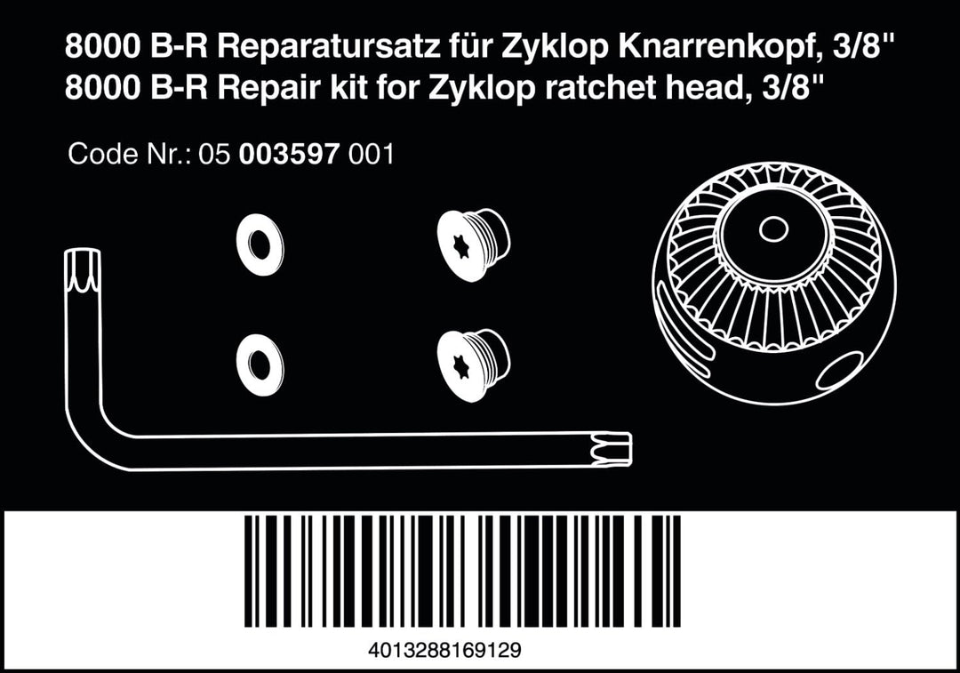 Wera 8000 B-R Reparatursatz für Zyklop Knarrenkopf, 3/8", 6-teilig, Wera 05003597001