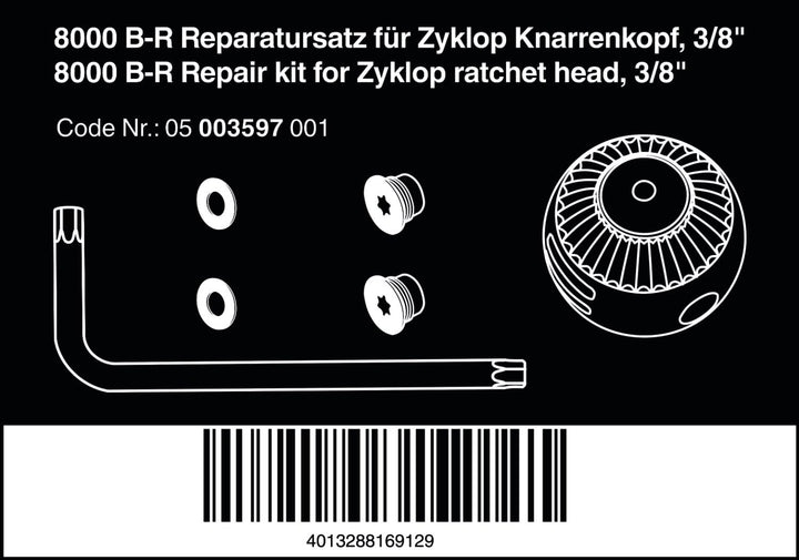 Wera 8000 B-R Reparatursatz für Zyklop Knarrenkopf, 3/8", 6-teilig, Wera 05003597001