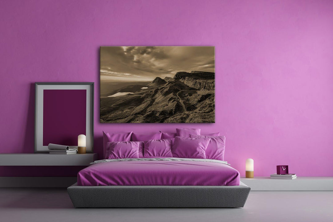 deyoli himmlische Landschaft in Schottland Format: 80x60 Effekt: Sepia als Leinwand, Motiv fertig ge