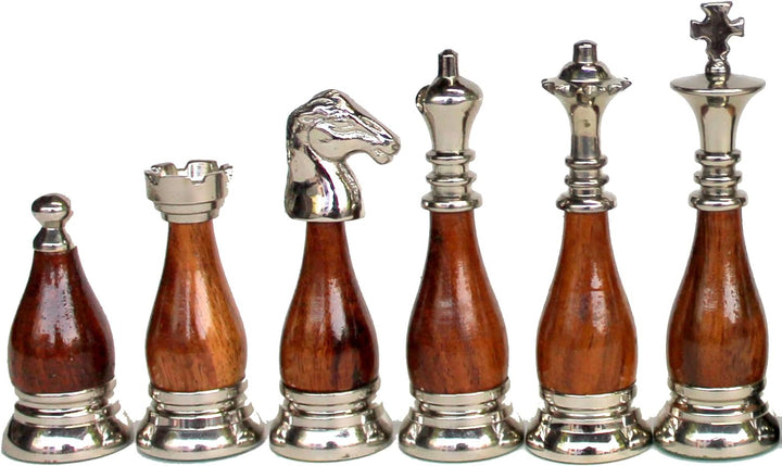 Schachfiguren aus Messing und Holz, Königshöhe 8,9 cm, Sammler-Edition Brown, Yellow, Brown, Yellow