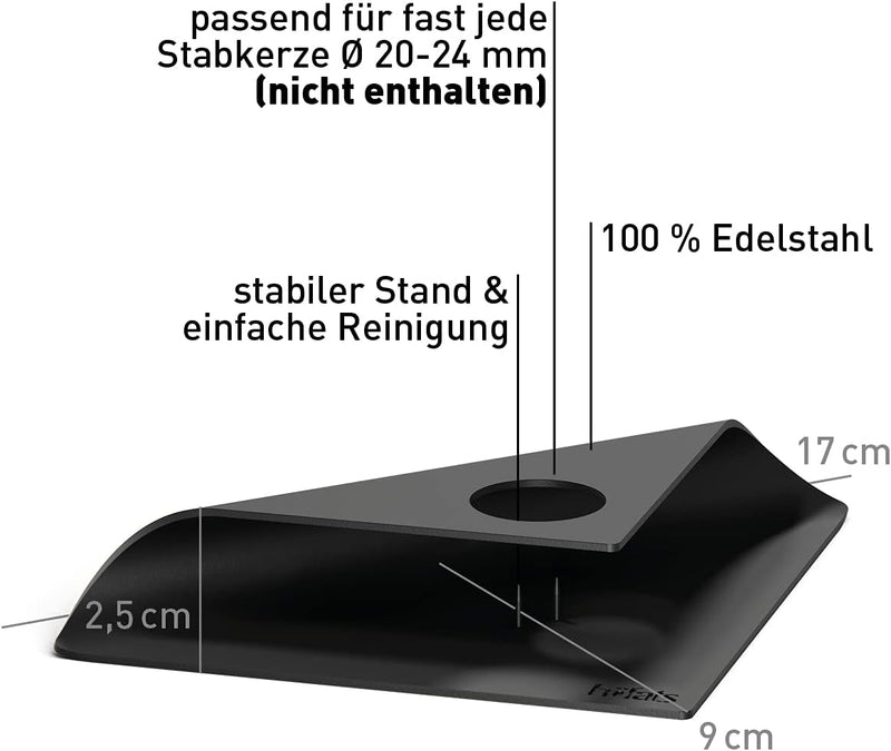 höfats - Square Candle - Kerzenhalter aus Edelstahl für Stabkerze 20-24mm - Kerzenständer in schwarz