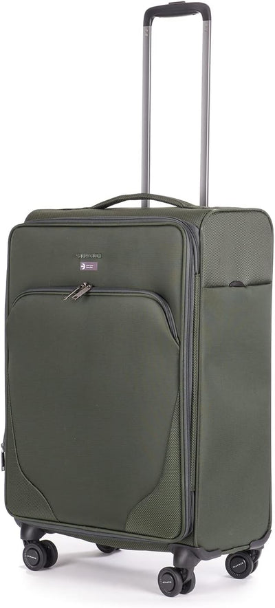 Stratic Mix Koffer Weichschale Reisekoffer Trolley Rollkoffer mittelgross, TSA Kofferschloss, 4 Roll