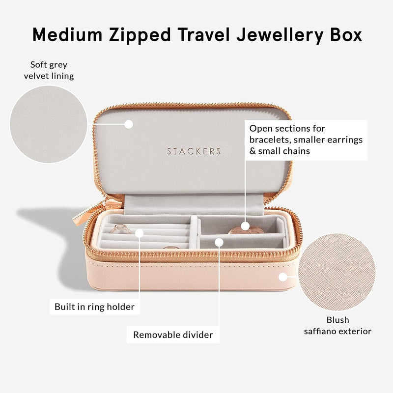 Stackers Blush Mittelgross Reise Schmuckschatulle, Blush