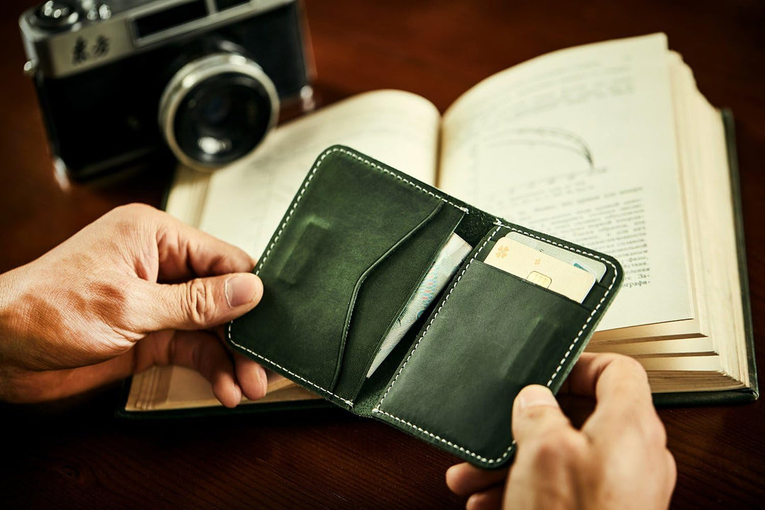 DUEBEL Herren Vollkorn Leder Bifold Reise Brieftaschen/Halter/Case/Protector, Grün