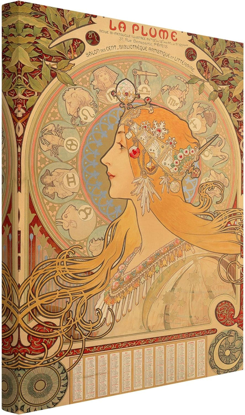 Bilderwelten Leinwandbild - Alfons Mucha - Sternkreiszeichen - Hochformat, 90 x 60 cm 90cm x 60cm, 9