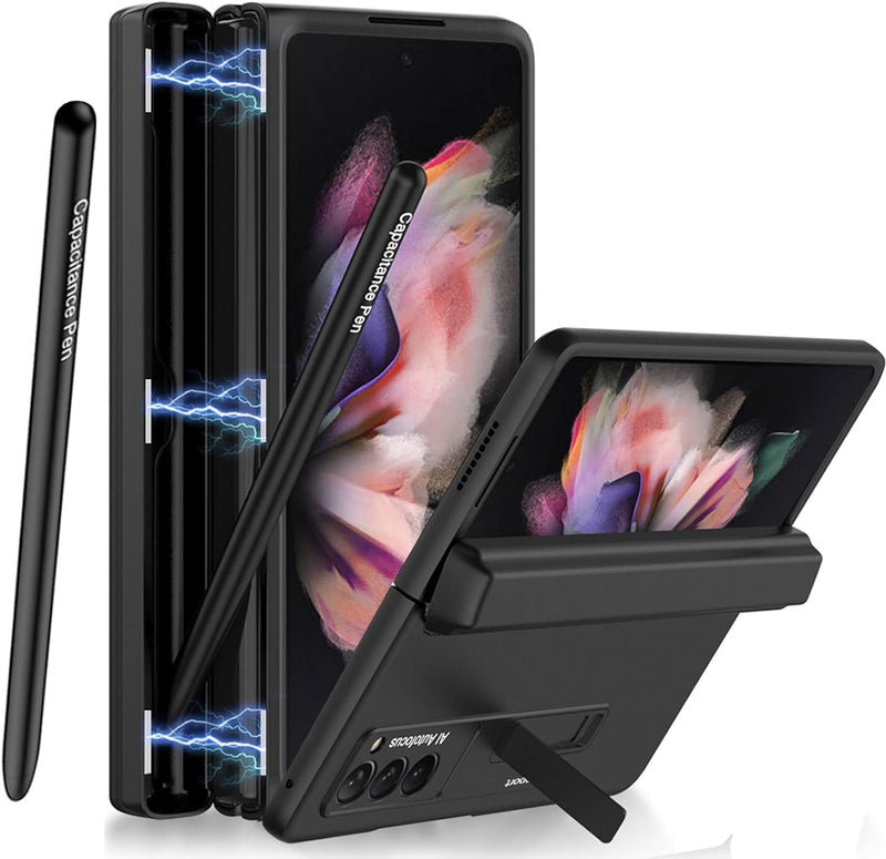 Miimall Handyhülle Kompatibel mit Samsung Galaxy Z Fold 2 Hülle mit S Pen Halter + Stift, PC Schutzh