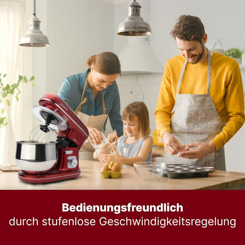 Clatronic® Küchenmaschine zum backen | Knetmaschine 5L mit starkem 1100W Motor | Teigmaschine inkl.