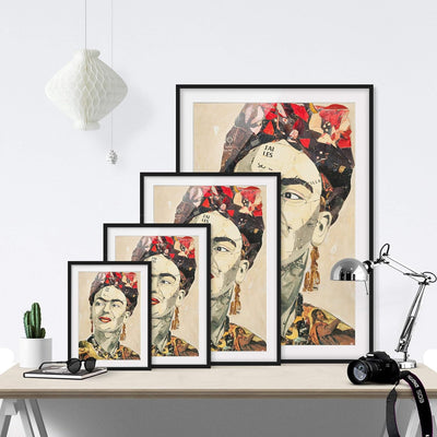 Bild mit Rahmen - Frida Kahlo - Collage No.2 - Rahmenfarbe Schwarz, 40 x 30 cm 40cm x 30cm Schwarz,