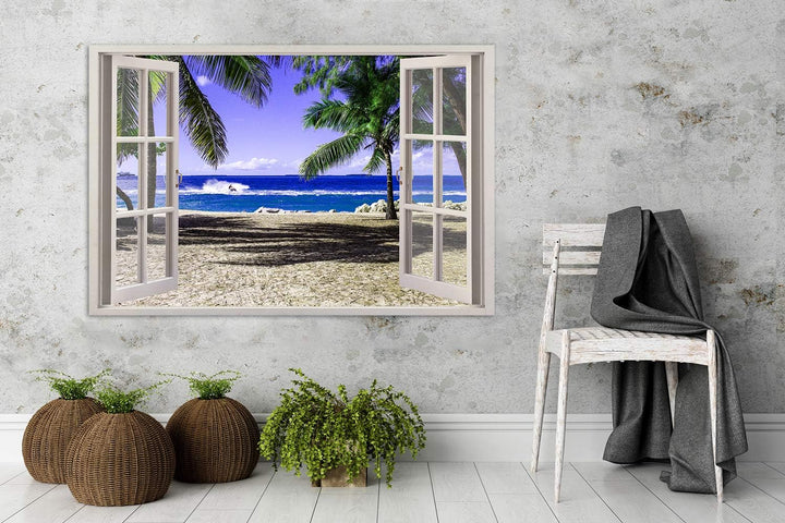 Feeby Viles - Leinwand Bilder - Fensterblick Natur- 90x60 cm- Deko Wohnzimmer - Wandbilder Schlafzim