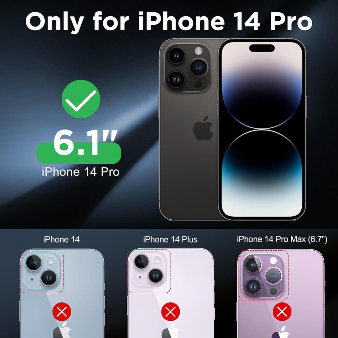 WIFORT Magnetisch Metall Hülle für iPhone 14 Pro Kompatibel mit MagSafe, mit 2 Stück Schutzglas, Mil