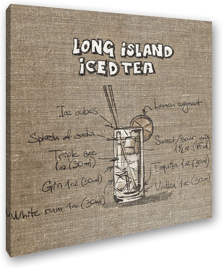 deyoli Rezept für einen Long Island Ice Tea Format: 60x60 Effekt: Sepia als Leinwandbild, Motiv auf