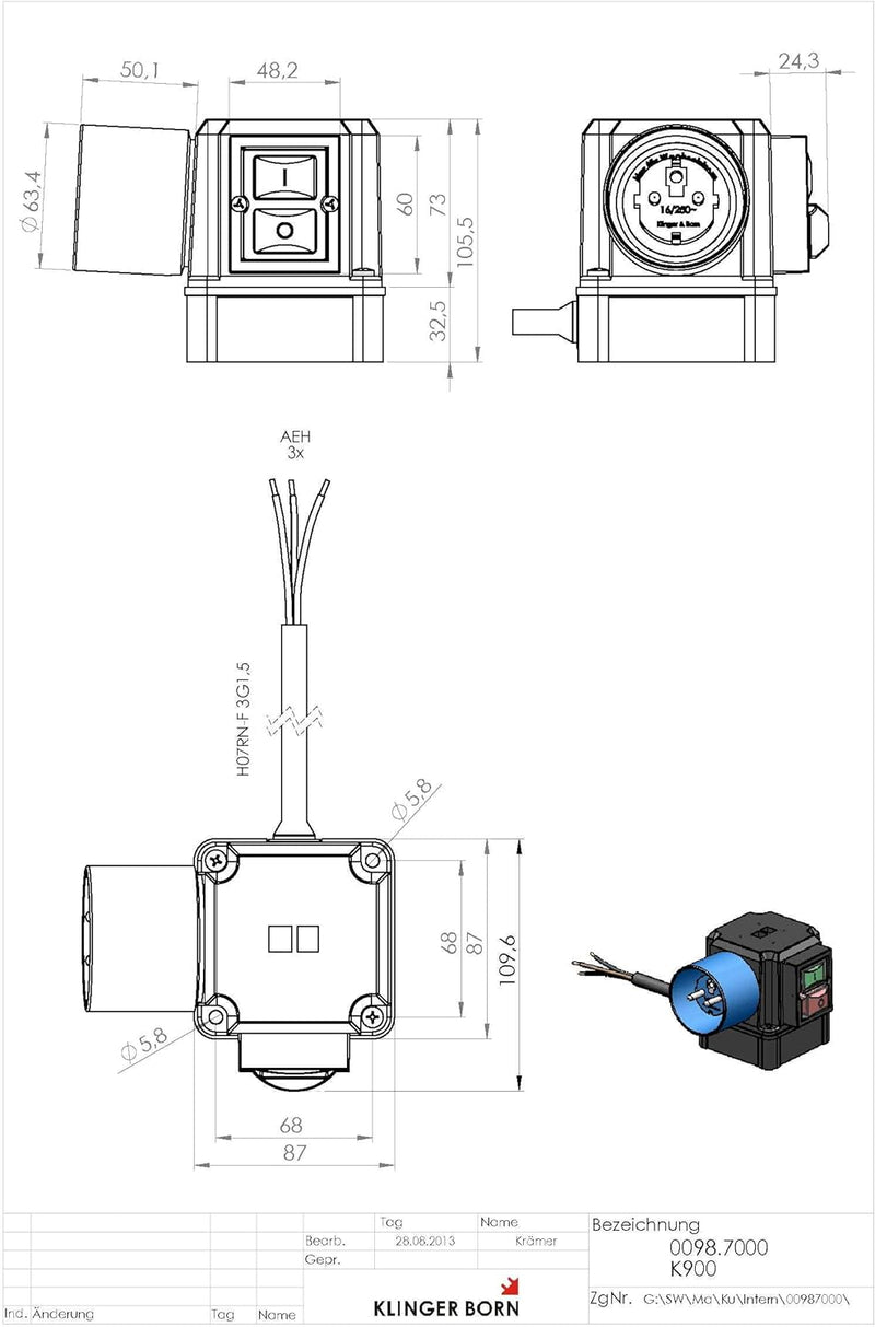 Starter Schalter 1Ph-230V/3kW Unterspannungsauslösung