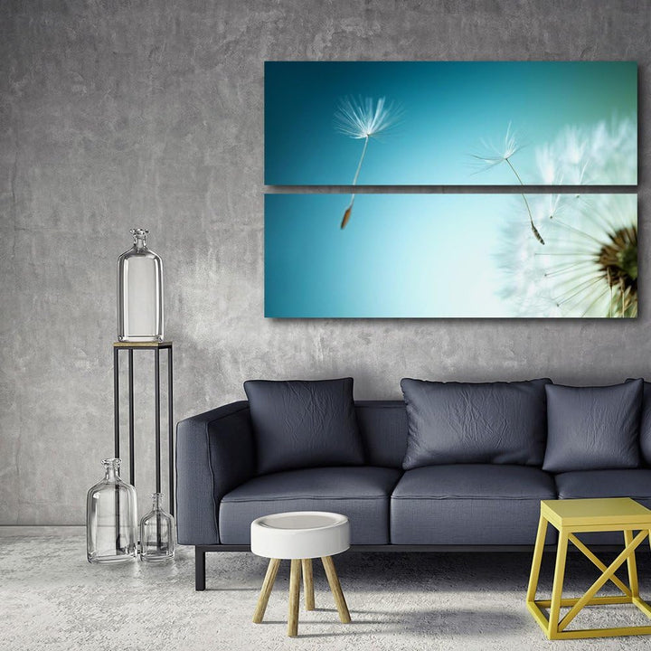 Feeby. Wandbilder - 2 Teile - 80x80 cm - rechteckige Form Bilder Kunstdrucke Deko Panel LÖWENZAHN, N