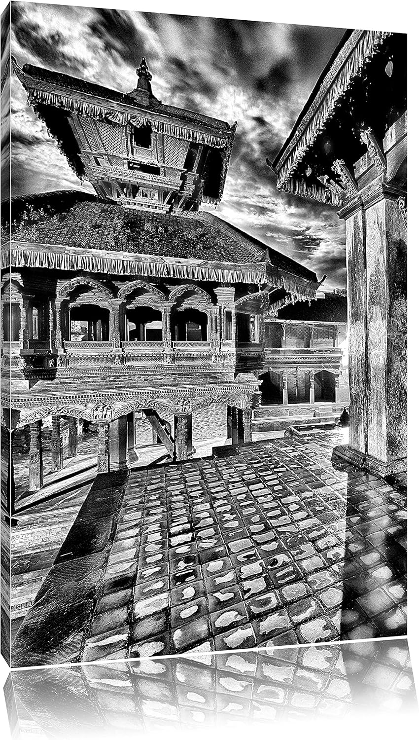 Pixxprint Mystische Stadt / 100x70cm Leinwandbild bespannt auf Holzrahmen/Wandbild Kunstdruck Dekora