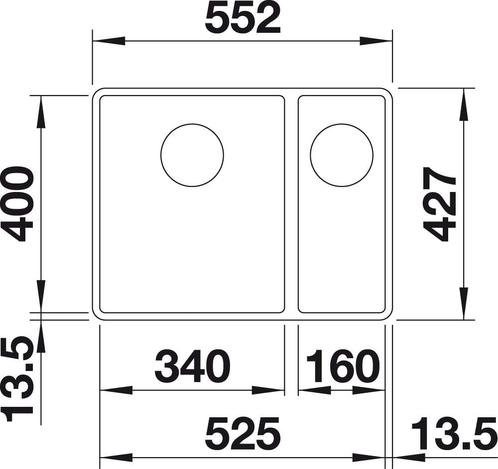 BLANCO SUBLINE 340/160-F | SILGRANIT weiss | Einbauart: Flächenbündig | Hauptbecken links | ohne Abl