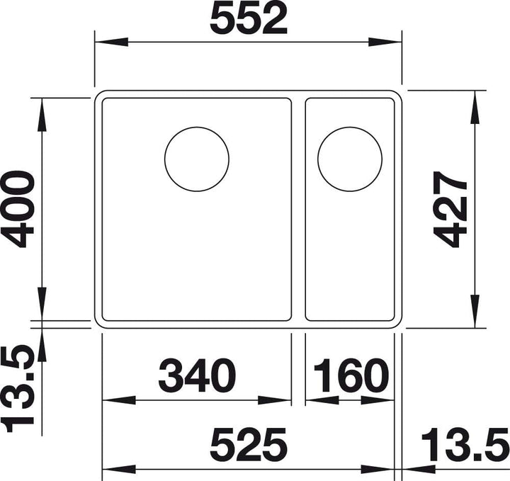 BLANCO SUBLINE 340/160-F | SILGRANIT weiss | Einbauart: Flächenbündig | Hauptbecken links | ohne Abl