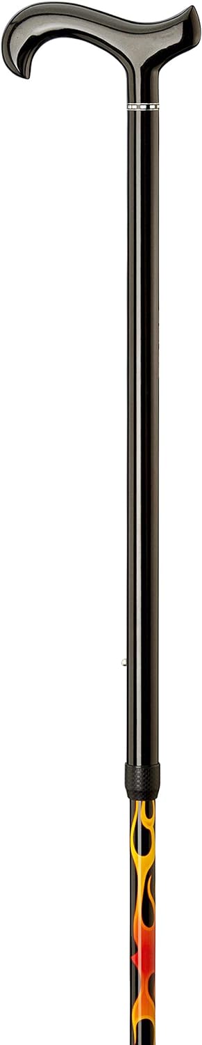 Gehstock Carbonderby Flames, schicker Derbygriff aus Carbon, aufgesetzt auf einen Stock aus Carbonfa