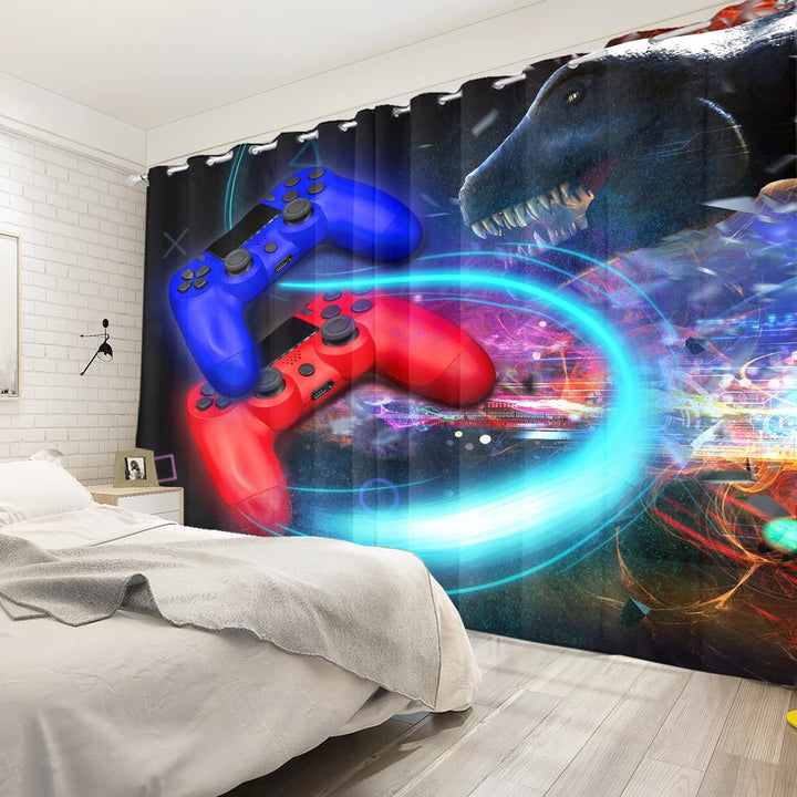 Renaiss 107x275cm Spiele Fenstervorhänge Videospiel Ösenvorhang für Jungen Kinder Teens Schlafzimmer
