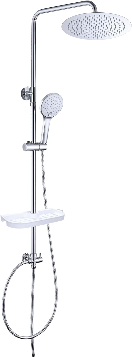 JOHO Regendusche Duschsystem ohne Armatur, Rain Shower Duschset Überkopfbrauseset aus Edelstahl mit