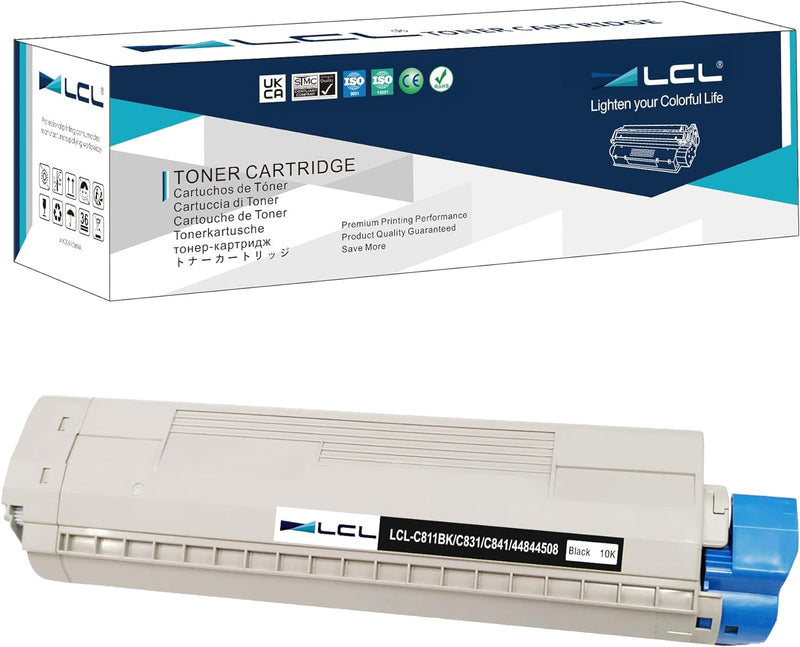 LCL Kompatibel Toner C811dn C831 C831dn C831cdtn C841dn C841cdtn 44844508 (Schwarz) Ersatz für Oki C
