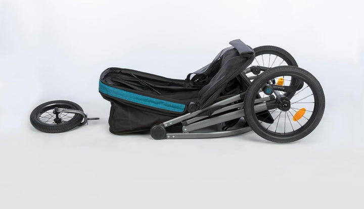 TRIXIE Hundebuggy, Wagen für Hunde, 60 × 112 × 120 cm, 12,5 kg, schwarz/Petrol bis zu 20 kg belastba