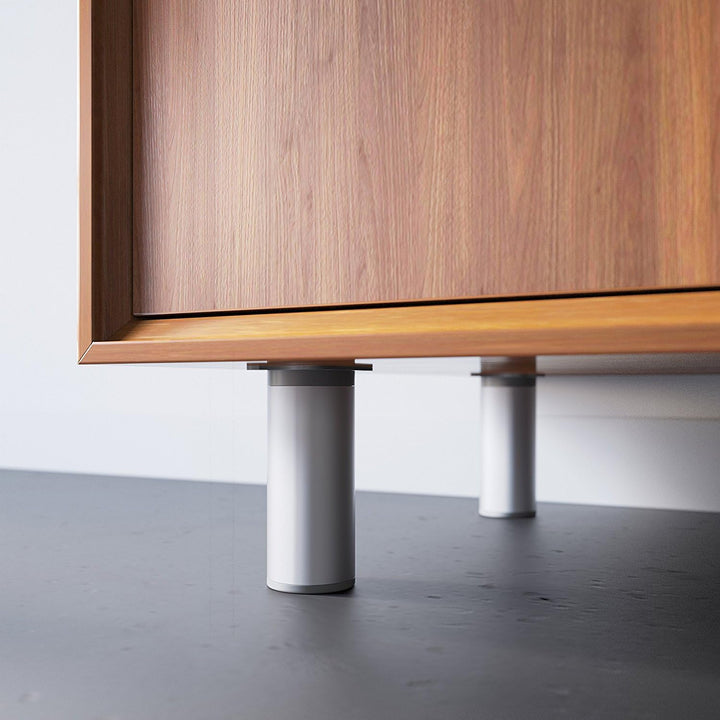sossai® Design-Möbelfüsse MFR1 | höhenverstellbar | 8er Set | Rund-Profil - Ø 40 mm | Farbe: Alu | H