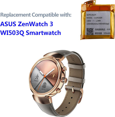 Swark Akku C11N1609 Kompatibel mit ASUS ZenWatch 3 (WI503Q) Smartwatch with Tools