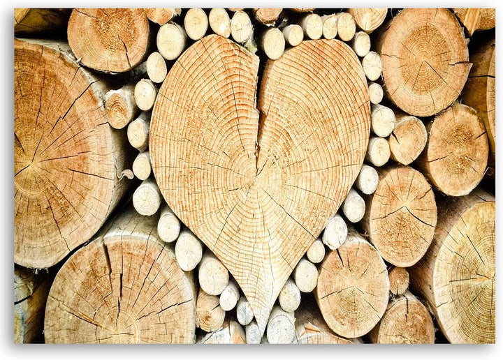 Wandbild XXL Herz Deko Kunst Bilder Natur Holz abstrakt Braun 120x80 cm M14318 120x80 cm, M14318 120