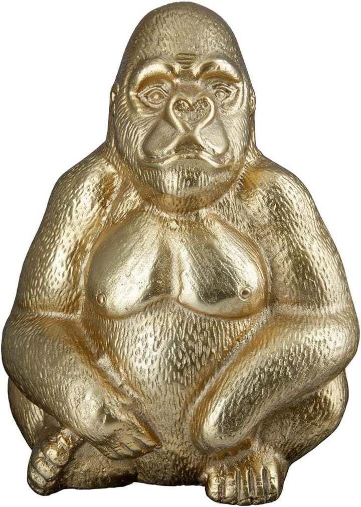 GILDE Deko Tier Figur Skulptur Gorilla - Moderne Kunst und Dekoaration aus Kunstharz - Farbe: Gold -