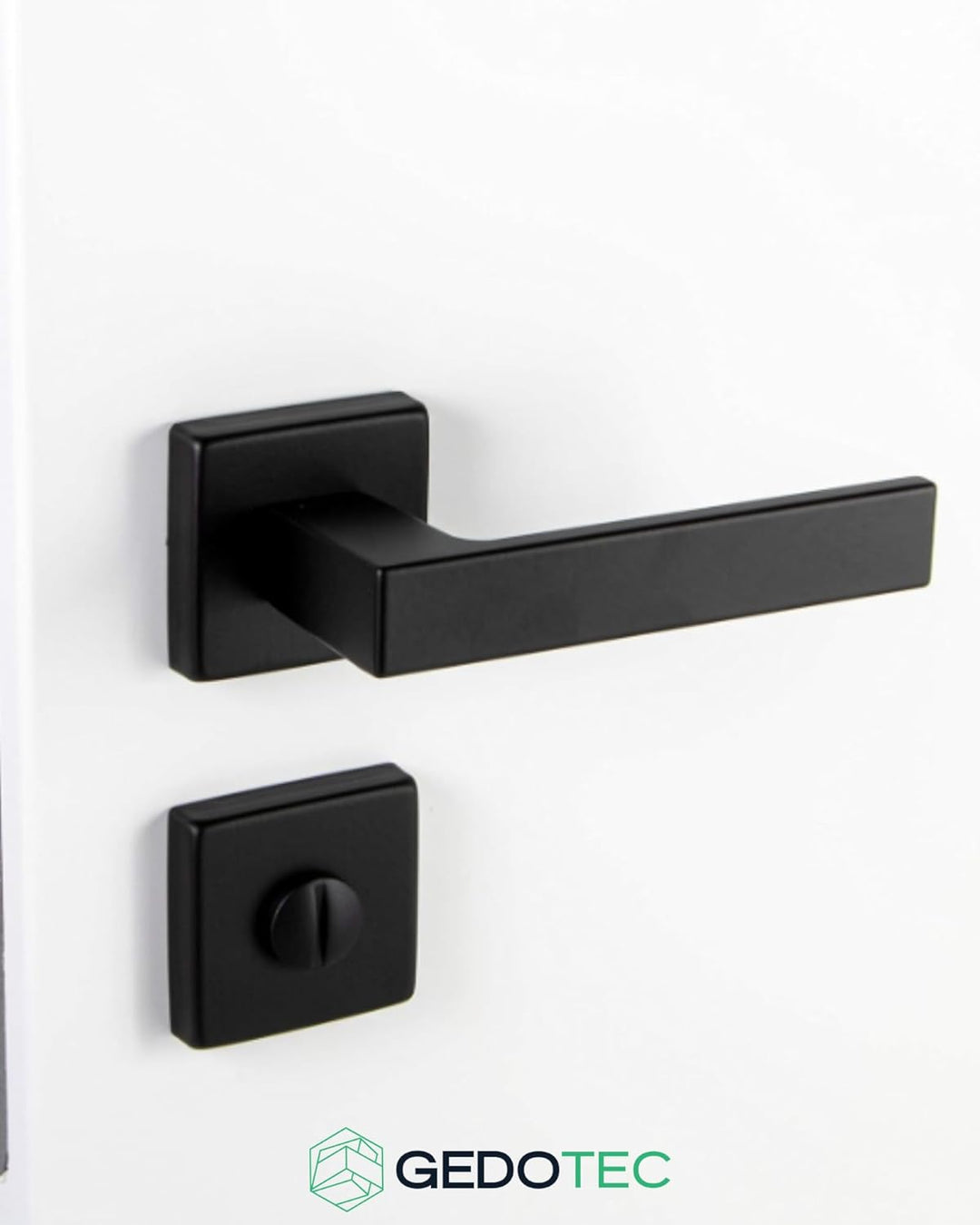 Gedotec Türklinke Aluminium Türbeschlag schwarz Türgriff Zimmertür auf eckiger Rosette für Innentüre