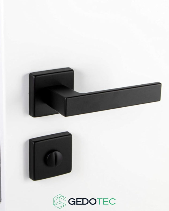 Gedotec Türklinke Aluminium Türbeschlag schwarz Türgriff Zimmertür auf eckiger Rosette für Innentüre