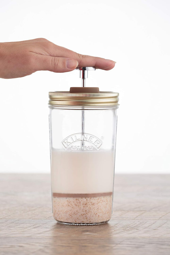 Kilner Nussmilch/Mandelmilch-Herstellungset-Set, 2 Gläser mit Zubehör und Deckel, 0,5 l