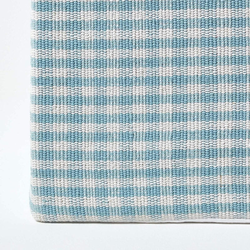 Homescapes Design Sitzwürfel Fusshocker Gingham Bauernkaro blaugrün weiss, Blau