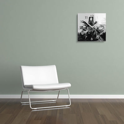 FLEXISTYLE Wanduhr Eckig Wohnzimmer 30 x 30 cm, aus Glas, mit Direktdruck modern ohne tickgeräusche