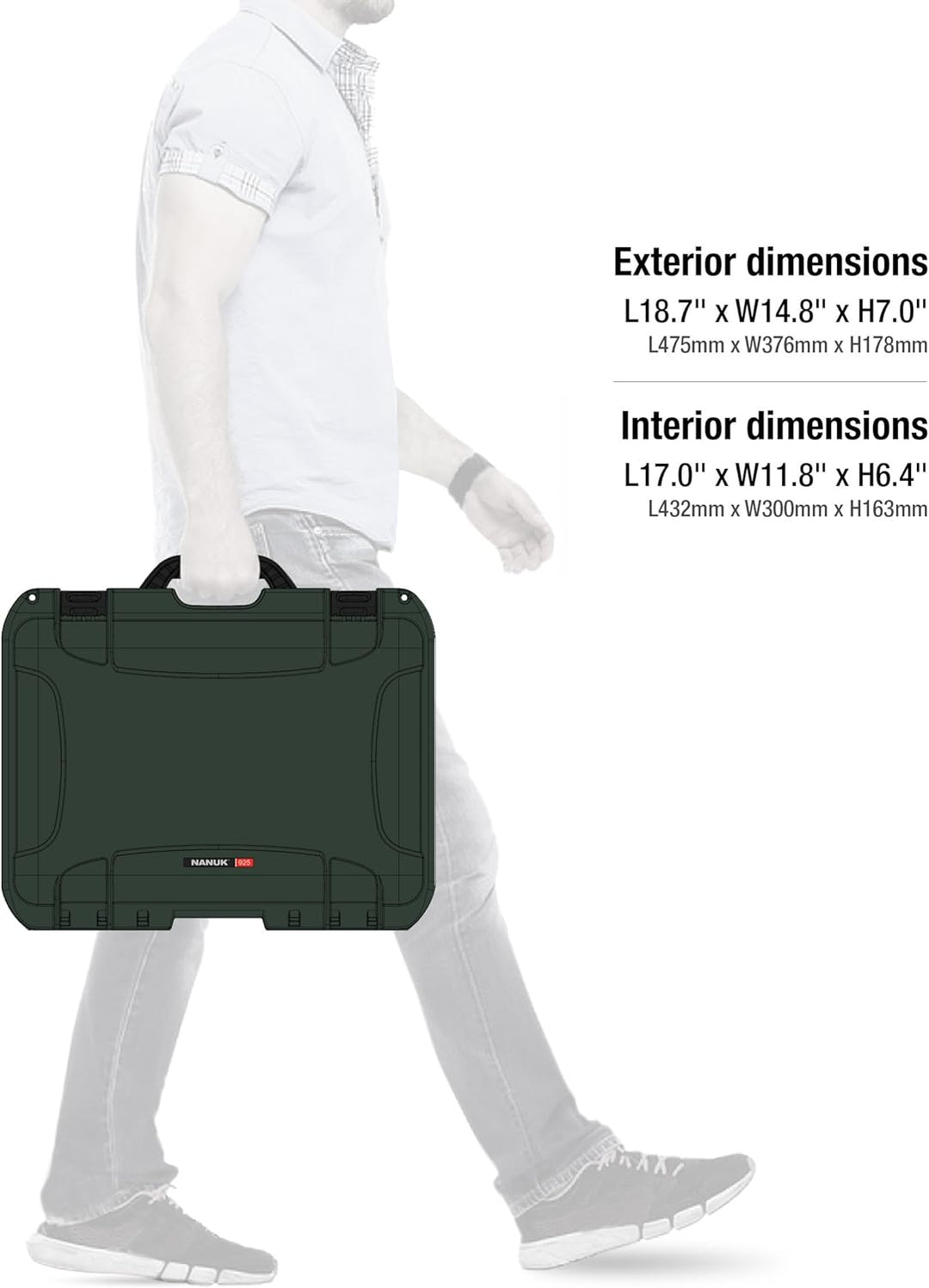 Nanuk 925 Wasserdichter Hartschalenkoffer leer - Olive Leer Olive, Leer Olive