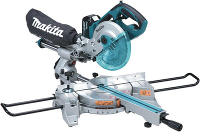 Makita Akku-Kapp Gehrungssäge 18 V / 5,0 Ah, 2 Akkus und Ladegerät, 1 Stück, DLS713RTE, mit 2x Akku