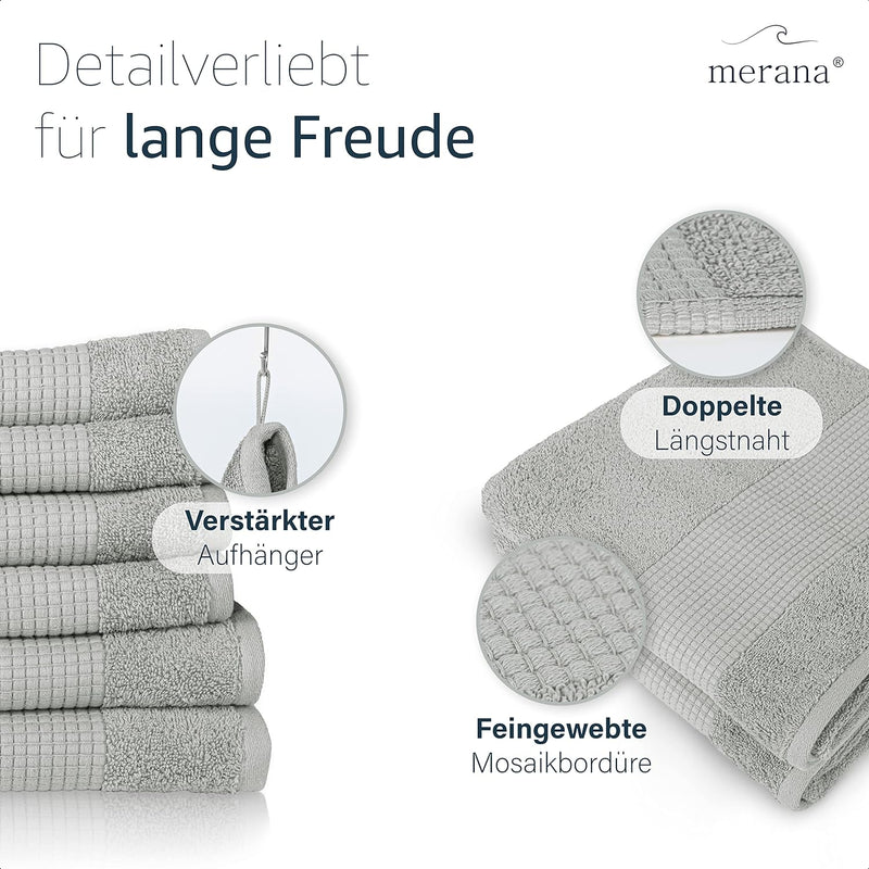 Merana Rome Handtuch Set | saugstark, weich und fusselfrei | Frottier Luxus Qualität | 100% Baumwoll
