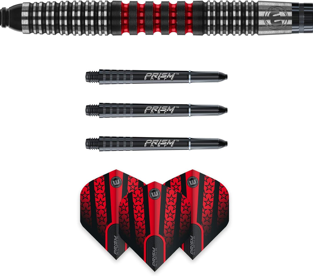 WINMAU Joe Cullen 18 Gram Tungsten Softip Darts Set with Prism Flights and Shafts (Stems)