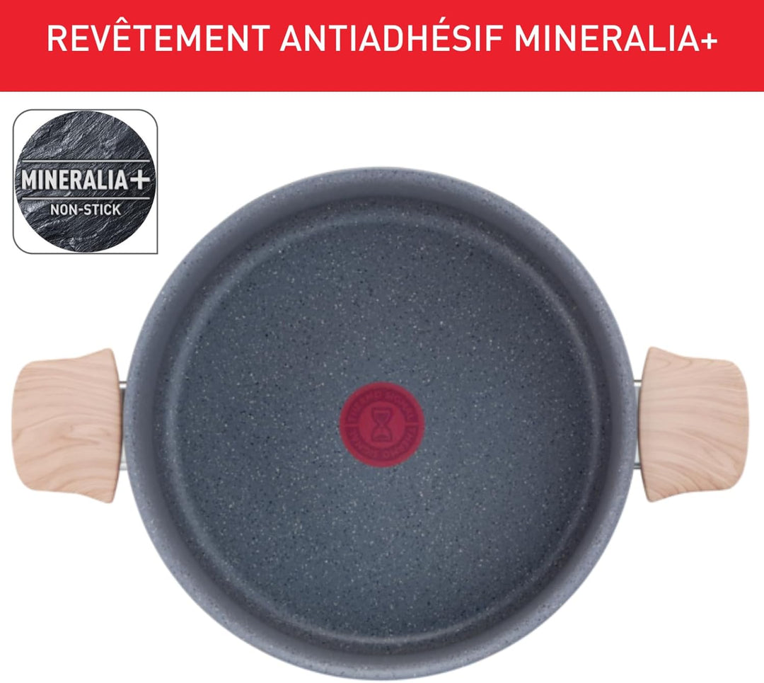 TEFAL G2669002 NATURAL FORCE 24 cm Auflaufform + Dämpfeinsatz + Deckel, Mineralia + Antihaftbeschich
