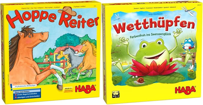 Haba 4321 - Hoppe Reiter Pferdestarkes Wettlaufspiel, für 2-4 Spieler von 3-12 Jahren & 305272 - Wet