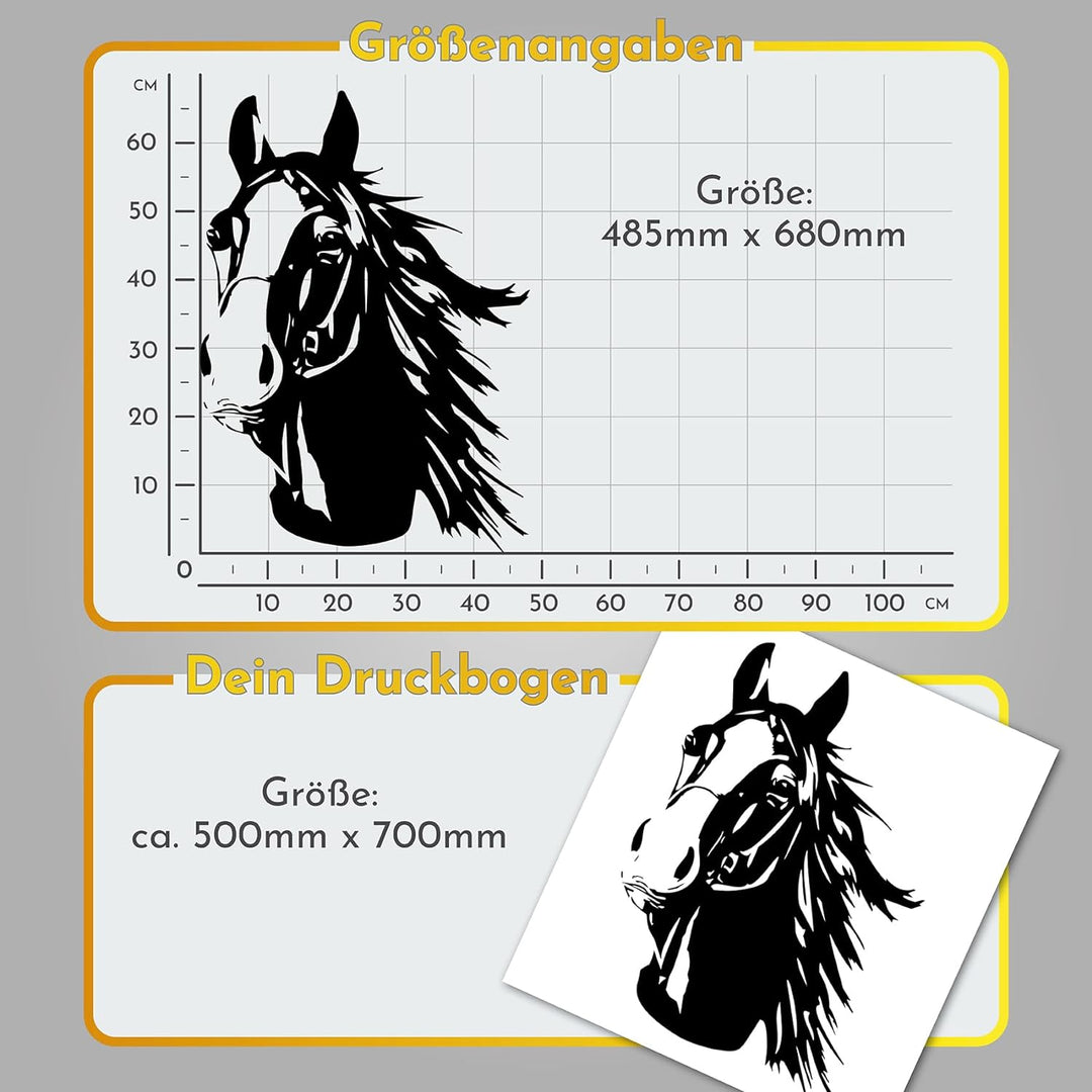 Finest Folia Aufkleber Pferd Pferdekopf Sticker für Auto Anhänger LKW Pferde Autoaufkleber Dekor Pfe