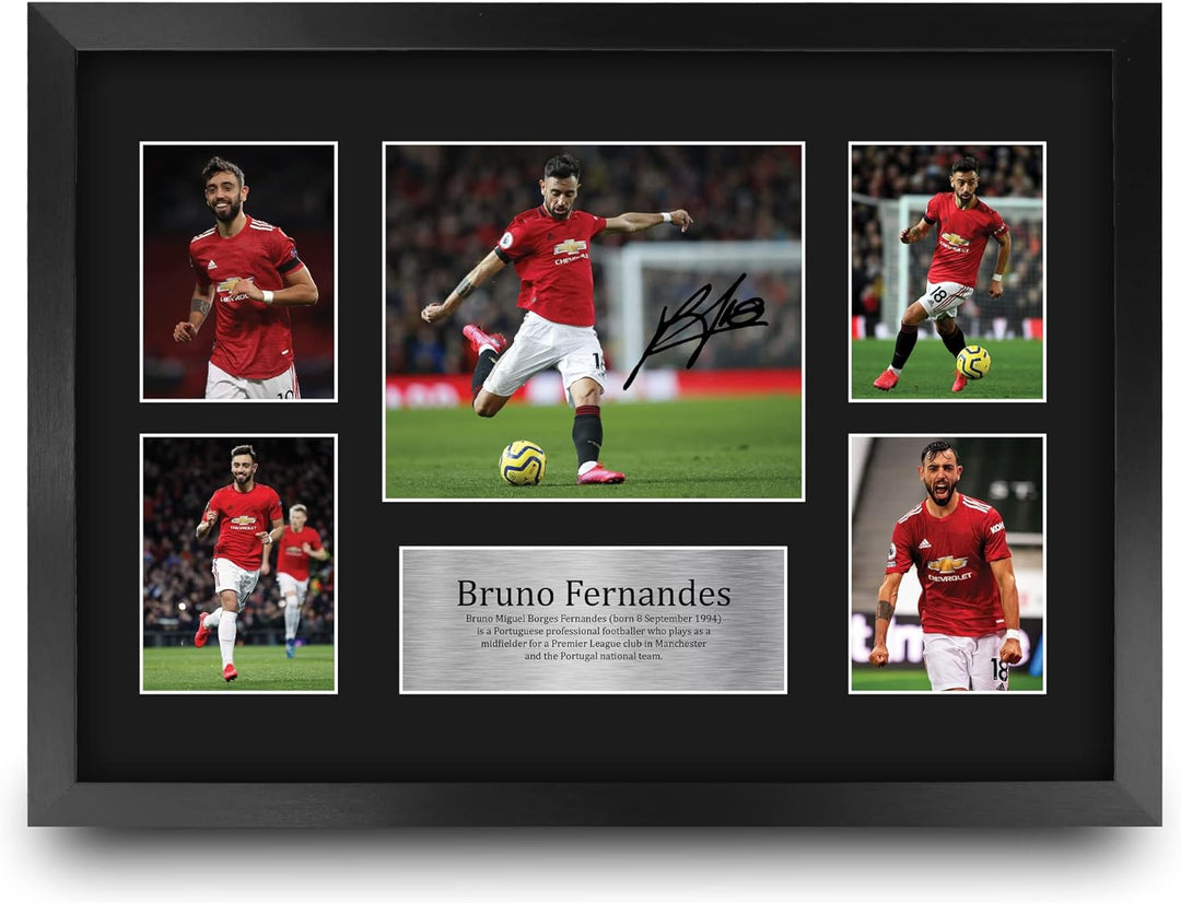 HWC Trading A3 FR Bruno Fernandes Gifts Autogramm-Bild für Fans und Fans Bruno Fernandes Display (A3