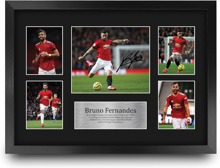 HWC Trading A3 FR Bruno Fernandes Gifts Autogramm-Bild für Fans und Fans Bruno Fernandes Display (A3