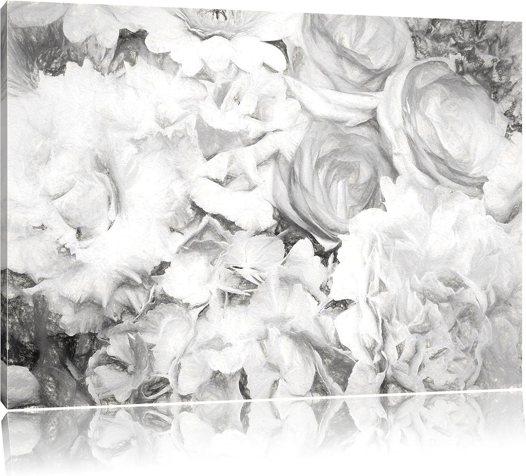 Pixxprint prachtvoller Blumenstrauss Kunst / 100x70cm Leinwandbild bespannt auf Holzrahmen/Wandbild