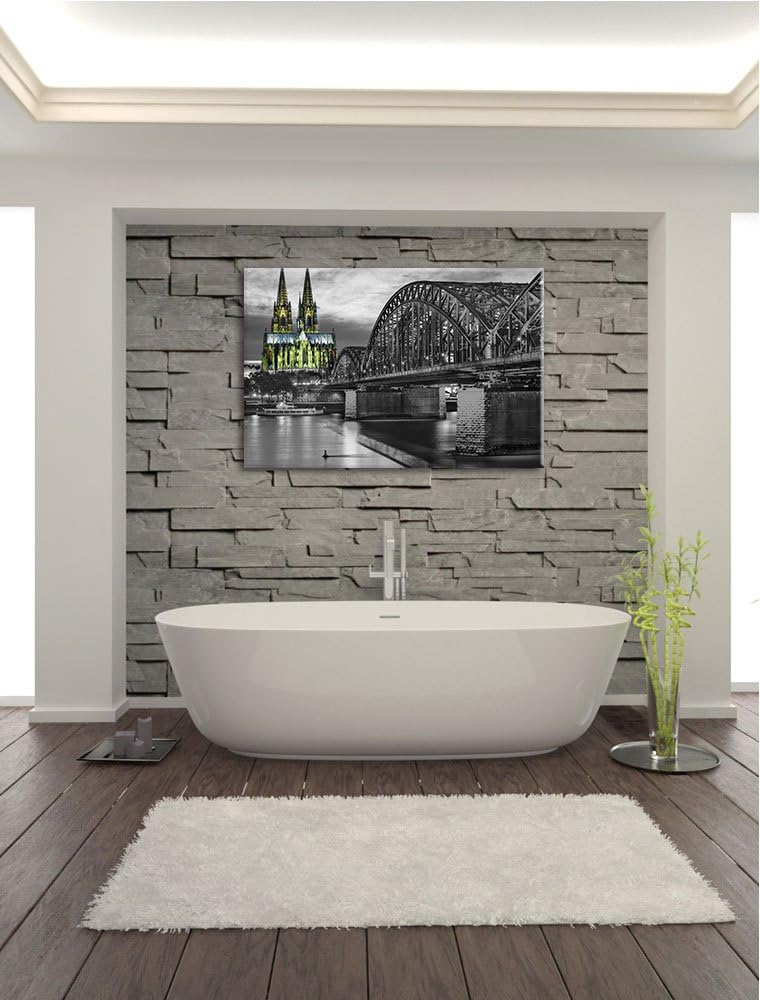 schöne Hohenzollernbrücke schwarz/weiss Format: 100x70 auf Leinwand, XXL riesige Bilder fertig gerah